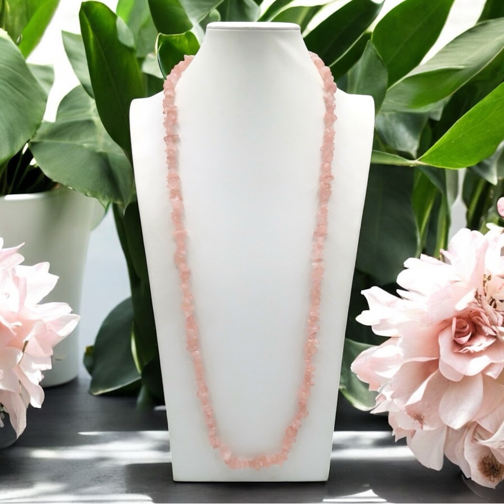 Rose Quartz Natural Chip Necklace